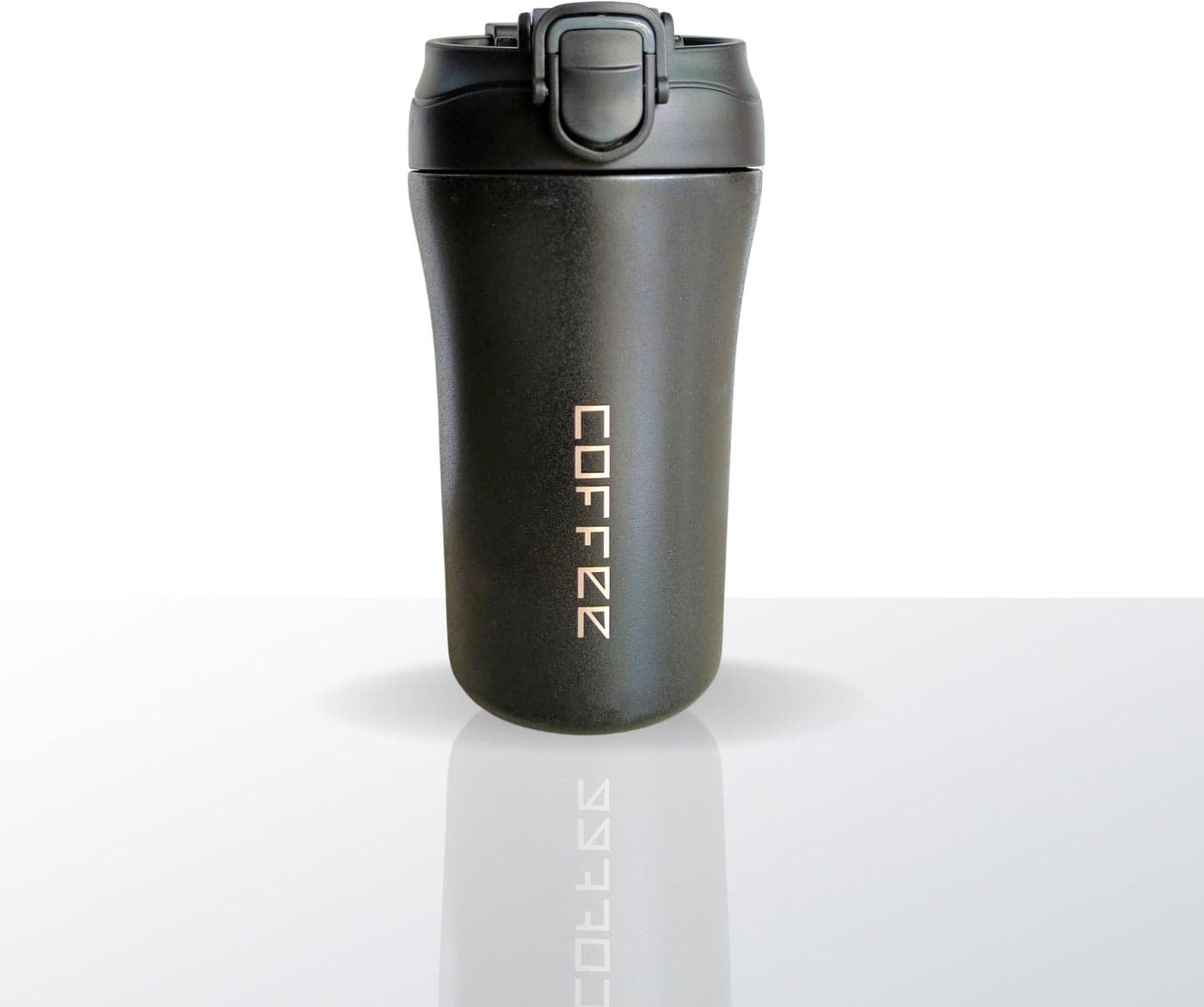 daiDokoro 400ML Dual Drink Vacuum Insulated Tea Coffee Tumbler Flask | Stainless Steel Travel Mug with Silicon Straw Lock Sip Lid | Hot & Cold Beverage Container - Charcoal Black