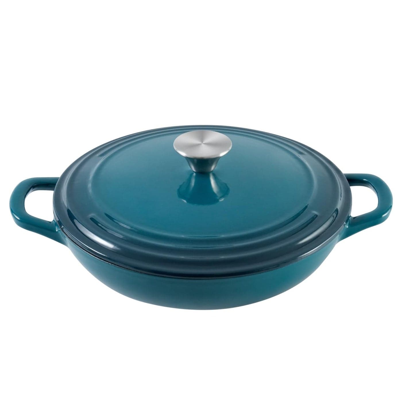 Flavehc Braiser Enameled Cast Iron Braiser 225 qt Braiser Pan with Lid Purple Shallow Cast Iron Casserole Braiser Pan with Handels