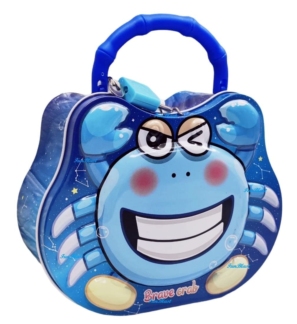 FunBlast Piggy Bank for Kids – Crab Coin Box for Kids with Lock and Key – Cartoon Money Bank for Kids Piggy Saving Box for Girls, Boys, Birthday Return Gift for Kid (Blue)