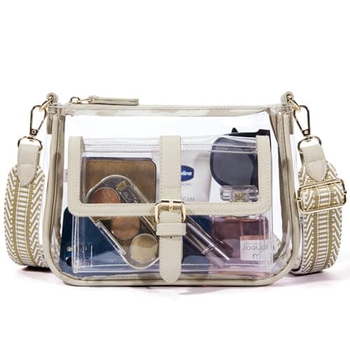 Missnine Clear Bag Stadium Approved PVC Crossbody Purse for Women Transparent Shoulder Bag with Guitar Strap for Concert Sports