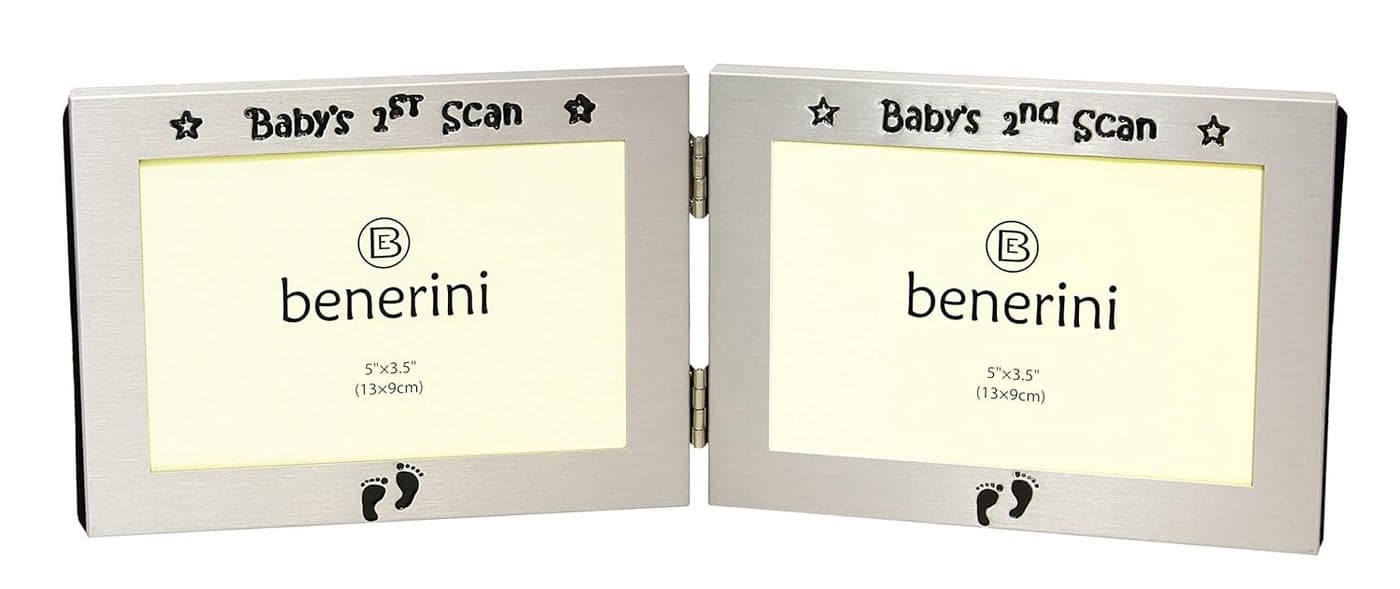benerini Babys 1st Scan Picture Babys 2nd Scan Picture Twin Folding Photo Picture Frame Baby Christening Gift 5 x 35