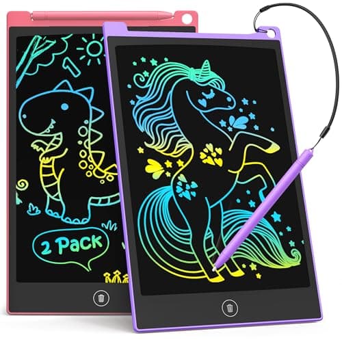 TECJOE 2 Pack 10 Inch LCD Writing Tablet, Colorful Doodle Board Electronic Drawing Pads, Kids Travel Games Learning Toys Christmas Birthday Gifts for 3 4 5 6 7 Year Old Boys Girls Toddlers