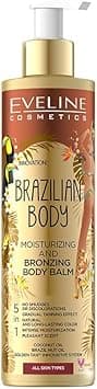Eveline Cosmetics Brazilian Body 5in1 Moisturizing Bronzing Body Lotion Brazilian Body Crystal Liquid Emulsion with Coconut Oil Cocoa Butter 200ml