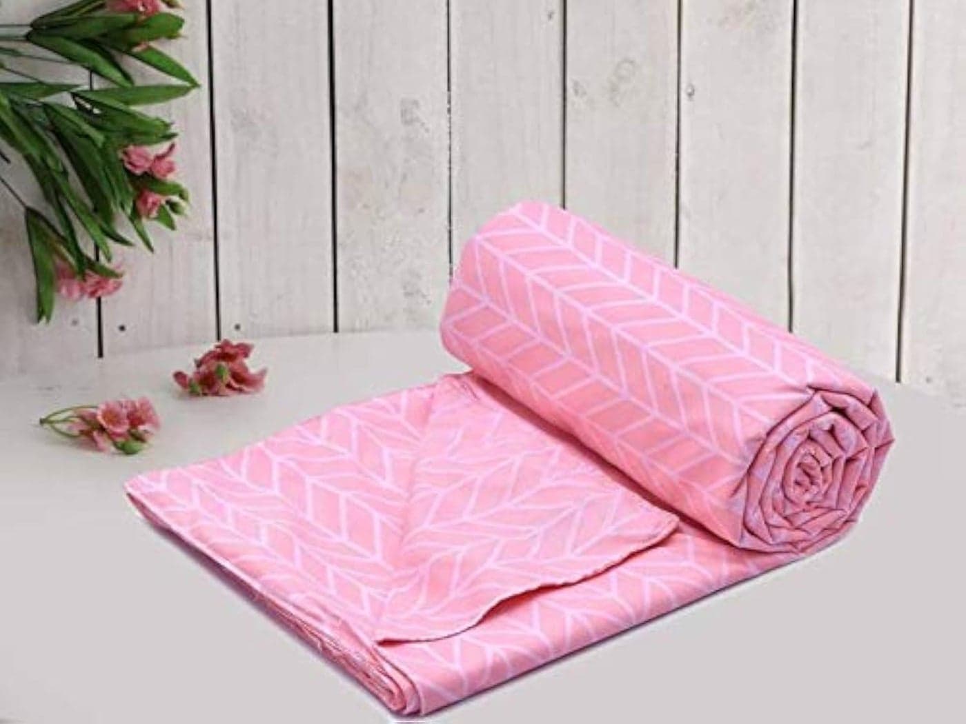 Morado® Premium Glace Cotton King Duvet Cover Plain Solid Duvet Cover/Quilt Cover/Comforter Zipper Cover/Rajai Cover for Home, Hotel and Resort (PinkZigZag_001)