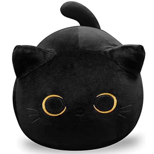 CHNBF Soft Black Cat Plush Toy Pillow Stuffed Animal for Kids Boys Girls Gifts