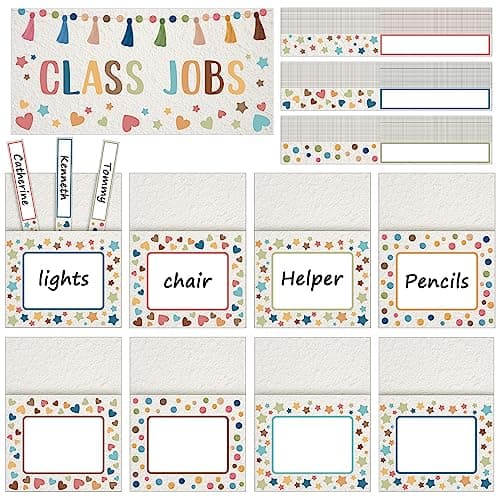 Zonon Class Jobs Bulletin Board Colorful Class Jobs Pocket Chart Set Teacher's Helper Chalkboard Decor Classroom Bulletin Board Decoration for Back to School (Welcome Style)