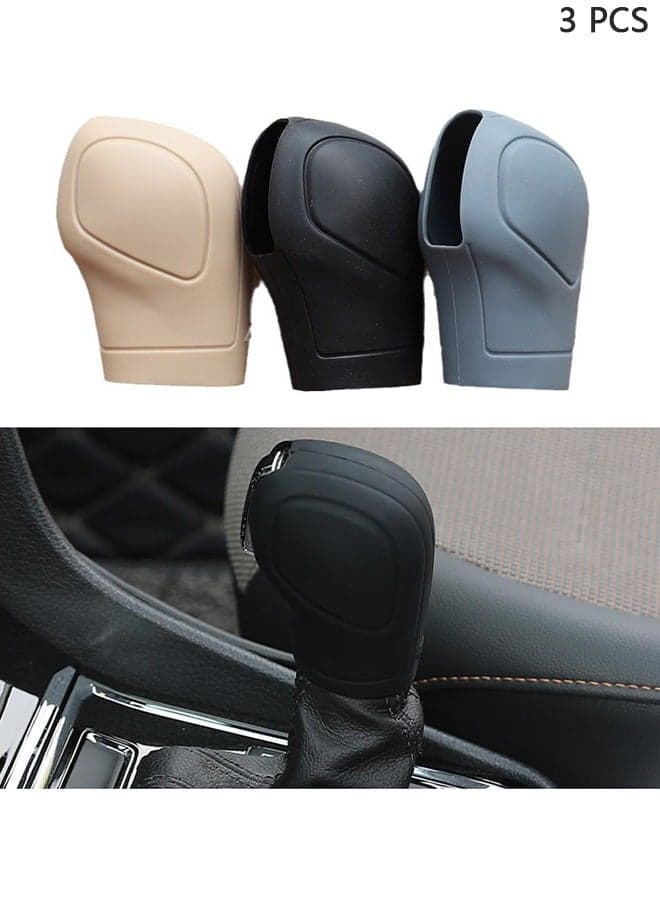 3 PCS Shift Knob Cover, Gear Shift Knob Cover Car Protect Accessories, Car Shift Protector Cover Protector, Silicone Automatic Gear Shift Knob Cover Universal for Most Cars(3 Colors)