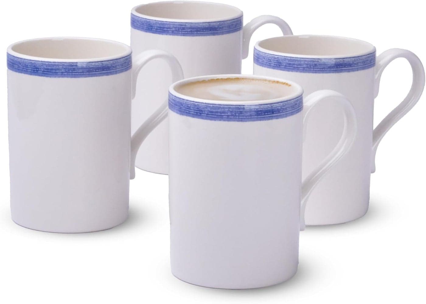 Portmeirion Potters 9oz Ceramic Mug Set of 4 Handcrafted Coffee Mugs with Blue Brushstrokes Dishwasher Microwave Freezer Safe Earthenware Mugs for Tea Coffee Lovers Unique Mug Set Blue