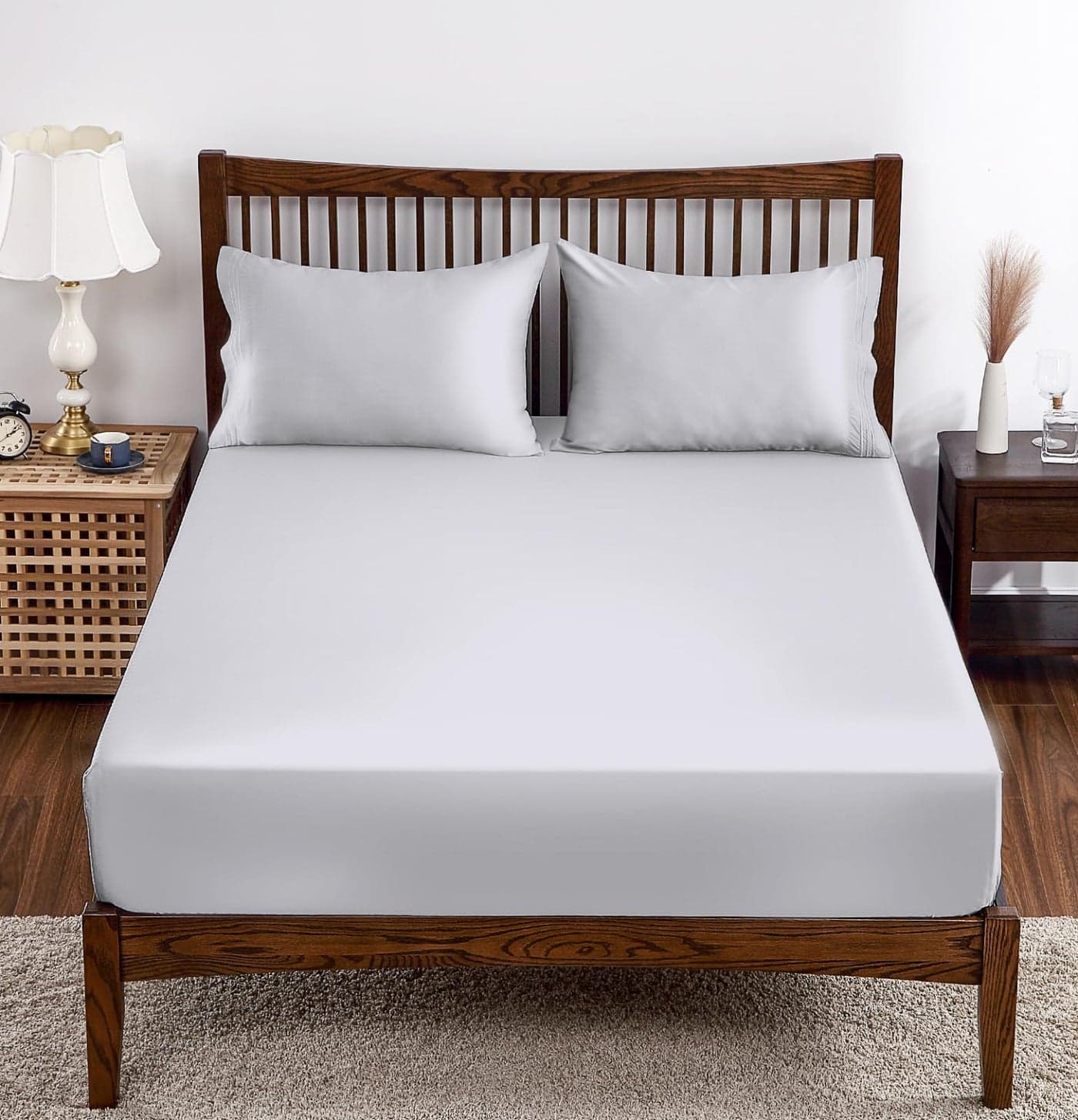 Bamboo Viscose Fitted Sheet 1 Pack TwinXLSplit King Size Only400 Thread Count816 Deep PocketBottom Sheet Colorfast Soft Silky Breathable1 Fitted Sheet Only Gray TwinXL
