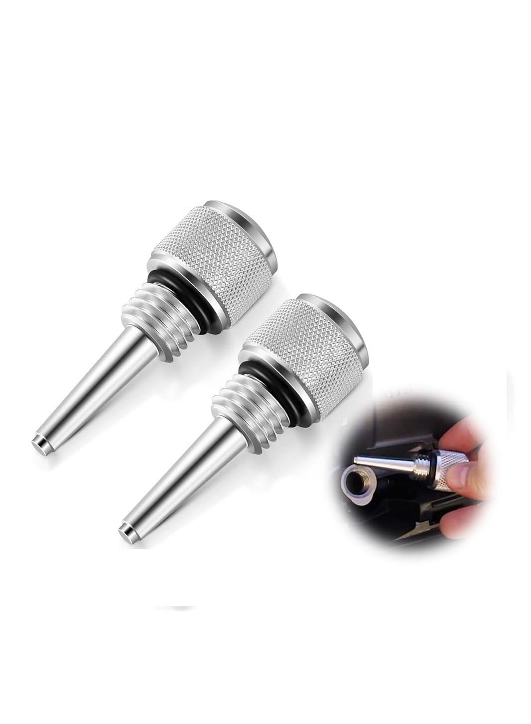 Generator Magnetic Dipstick, 2 Pack Replacement for 55201 Magnetic Oil Dipstick for Inverter Generator Compatible with Wen/ with Yamaha, Aluminum Generator Magnetic Oil Dipstick with O Ring, Silver