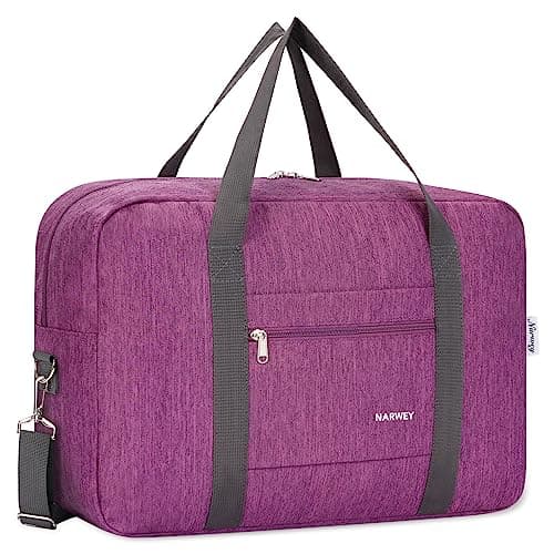 For Spirit Airlines Foldable Travel Duffel Bag Tote Carry on Luggage Sport Duffle Weekender Overnight for Women (3112 Thick Series Dark Purple)