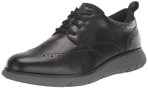 Nunn Bush Men's Stance Wingtip Oxford Brogue Detail Lightweight Comfortable Lace Up, Black, 12 Medium