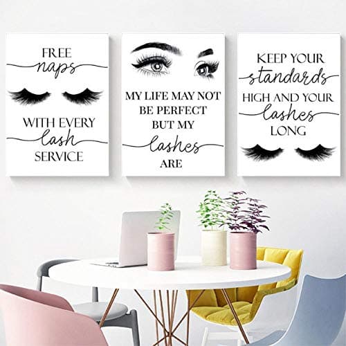 Beauty Salon Wall Decor Eyelashes Guide Poster Makeup Wall Art Decor Esthetician Gift Canvas Print Lash Bundle Fashion Wall Art Modern Artwork for Teen Girls Room 12x16x3 inch No Frame