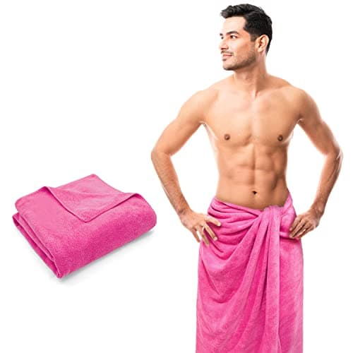 Sassoon Venir Microfiber 1 Piece Men Bath Towel 450 GSM (70x145cm, Coral Pink Color) Ultra Soft Material, Towel for Daily use