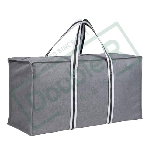 DOUBLE R BAGS 90L Extra Large Heavy Duty Storage Bag (Oxford Grey, 71x28x38 cm) | Oxford Fabric Foldable Moving Tote Organizer for Clothes, Bedding, Dorm, Underbed Storage | 1 Compartment, Pack of 1