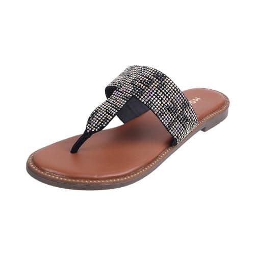 Mochi Women Black Synthetic Leather Flat Chappal UK/6 EU/39 (35-422)