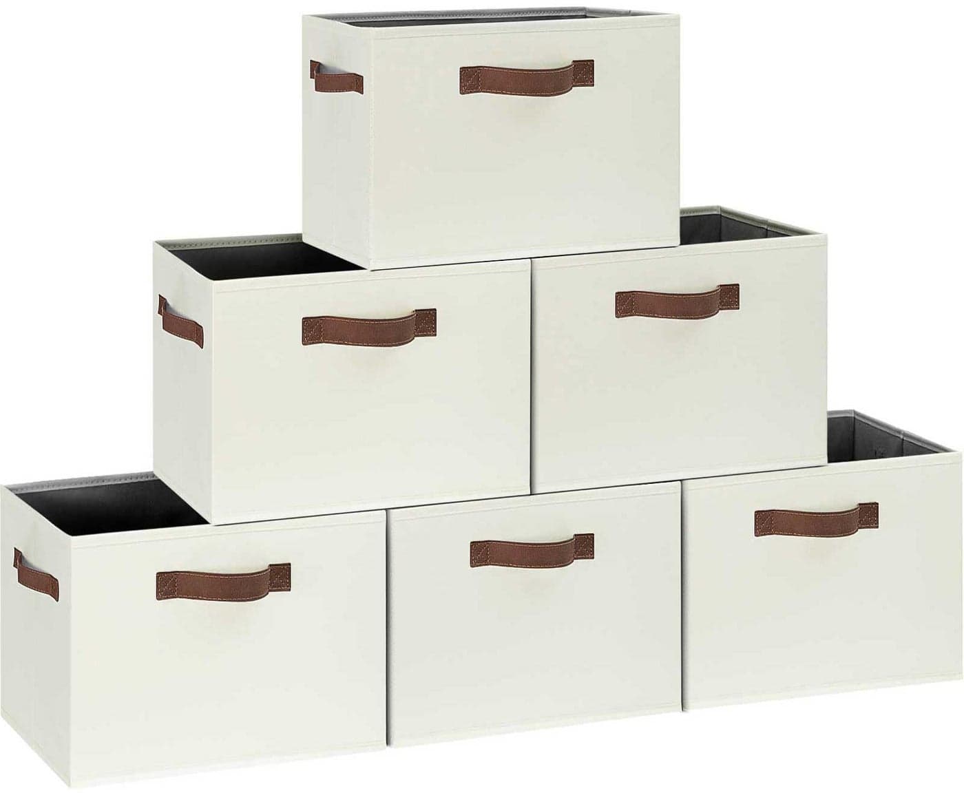 GhvyenntteS 6 Pack Fabric Storage Bins 15x11x96 inch Closet Storage Bins for Shelves with 3 Handles Foldable Storage Baskets for Shelves Sturdy Closet Organizers and Storage