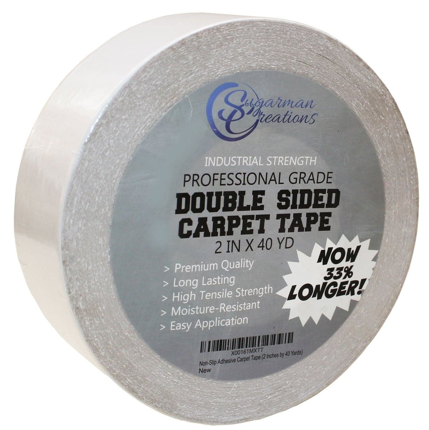Sugarman Creations Strongest Double Sided Carpet Tape 2 Inch by 40 Yard 120 feet 2X More 5 Stars Professional Grade Industrial Strength Heavy Duty Rug and Carpet Underlayment Adhesive