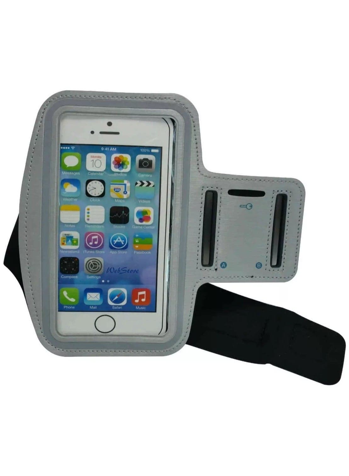 Water Resistant Cell Phone Armband Case Running Holder for iPhone Pro Max Plus Mini Adjustable Strap & Key Pocket (Gray)