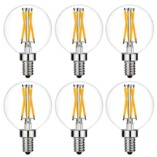 LiteHistory Dimmable G16.5 LED Light Bulb 6W Equal 60W 600lm AC120V Candelabra Bulb 60W for Chandeliers, Ceiling Fan, Vanity Warm White 2700K Globe Light Bulb 6Pack