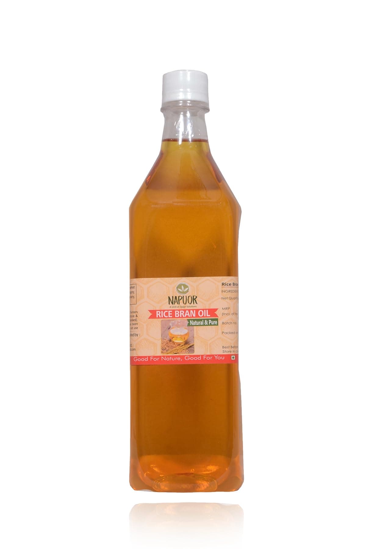 Napuor Organics Rice Bran Oil suitable for Stir & Deep Frying | Improves Heart Health, Reduces Cholesterol, has Low Calorie | Zero Budget Natural Farming containing Oryzanol | 1L