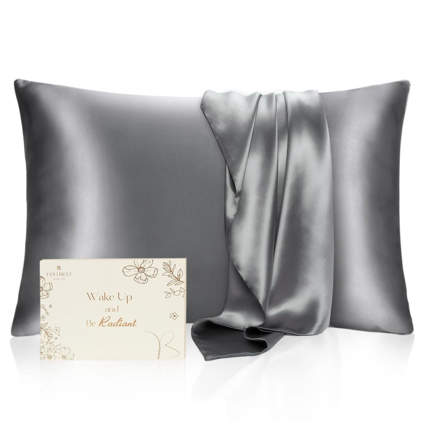 Yanibest Satin Pillowcase Silk Pillow Cases for Hair and Skin with Zipper Queen Pillow Cases Set of 2 for 20x30 Exquisite Packaging for Women Men