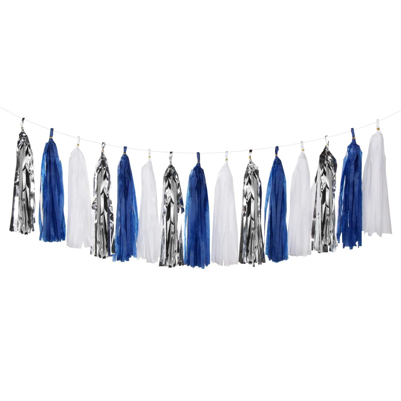 NavyBlue WhiteSilver Tassel Garland Streamers 15pcs Party Decorations Tissue Paper Tassels BannerGraduation 2025 Wedding Baby Bridal Shower Hanging Decoration Boy Birthday Backdrop Decor Panduola