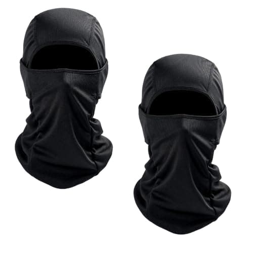 The Tie Hub Black Balaclava Face Mask (Pack of 2) – UV Protection, Breathable & Sweat-Wicking – Ideal for Bike Riding, Cycling, Skiing – Outdoor Full Face Cover for Men & Women