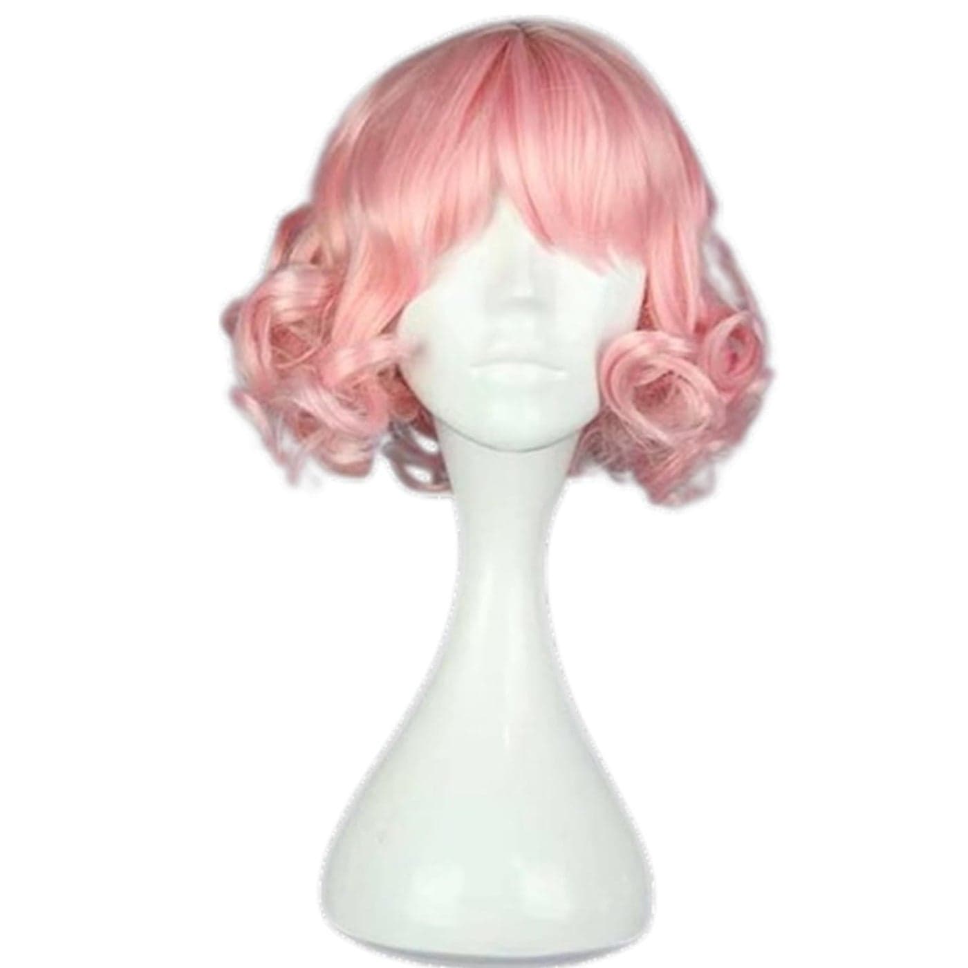 KiyaCos Short Curly Wavy Layered Harajuku Cosplay Wigs Costume Hair Pastel Pink