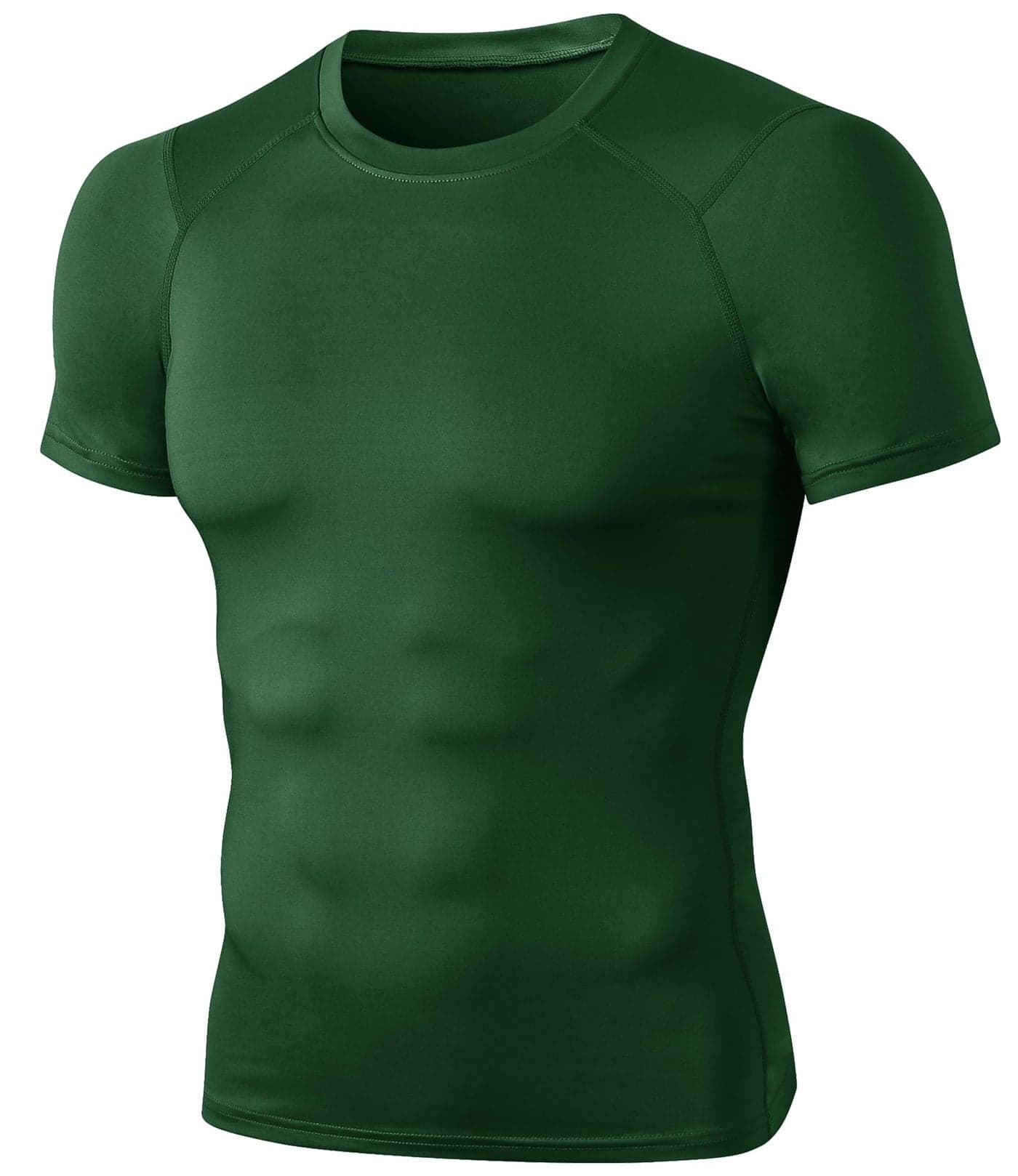 SPVISE Dark Green Short Sleeve Compression Shirt Men Dry Fit Athletic Workout Sports Undershirt Baselayer Tops for Basketball