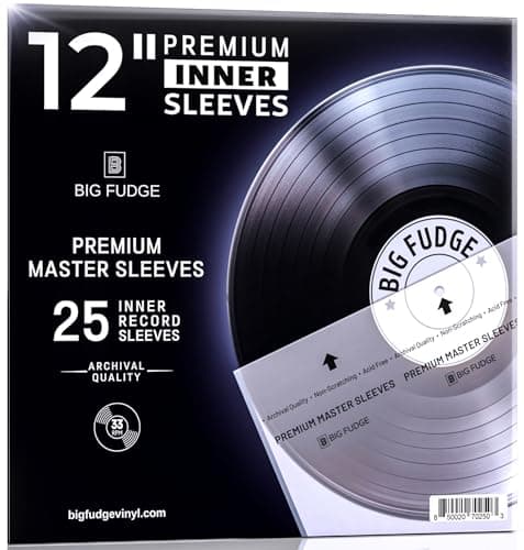 Big Fudge 25x Premium Inner Vinyl Sleeves - Record Sleeves for 12 inch Vinyl Records - Clear 3-Ply LP Album Covers with Anti Static Rice Paper - Acid Free Protective Cover