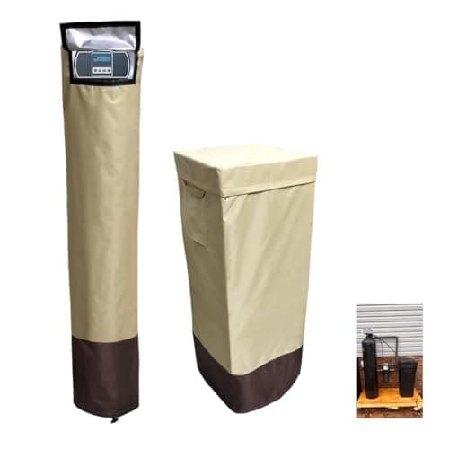 Water Softener Covers for Outside Units,16’’D×35’’H,11’’D×55’’H,Water Softener Cover Outdoor,All-Weather Protection,Cover for Water Softener Outside,Beige&Tan