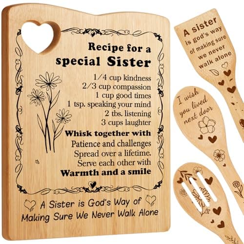 YUEYUQIU Sister Birthday Gifts from Sister, Best Friendship for Cutting Board with Utensil Set Present for Soul BFF Friend Mother's Day or Christmas Yellow Cutting Board Set Gift for sister