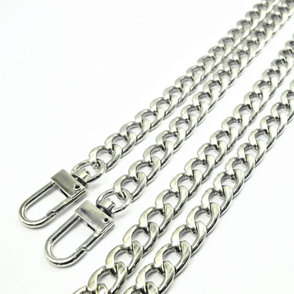 WEICHUAN 47 DIY Iron Flat Chain Strap Handbag Chains Accessories Purse Straps Shoulder Crossbody Replacement Straps with Metal Buckles Silver