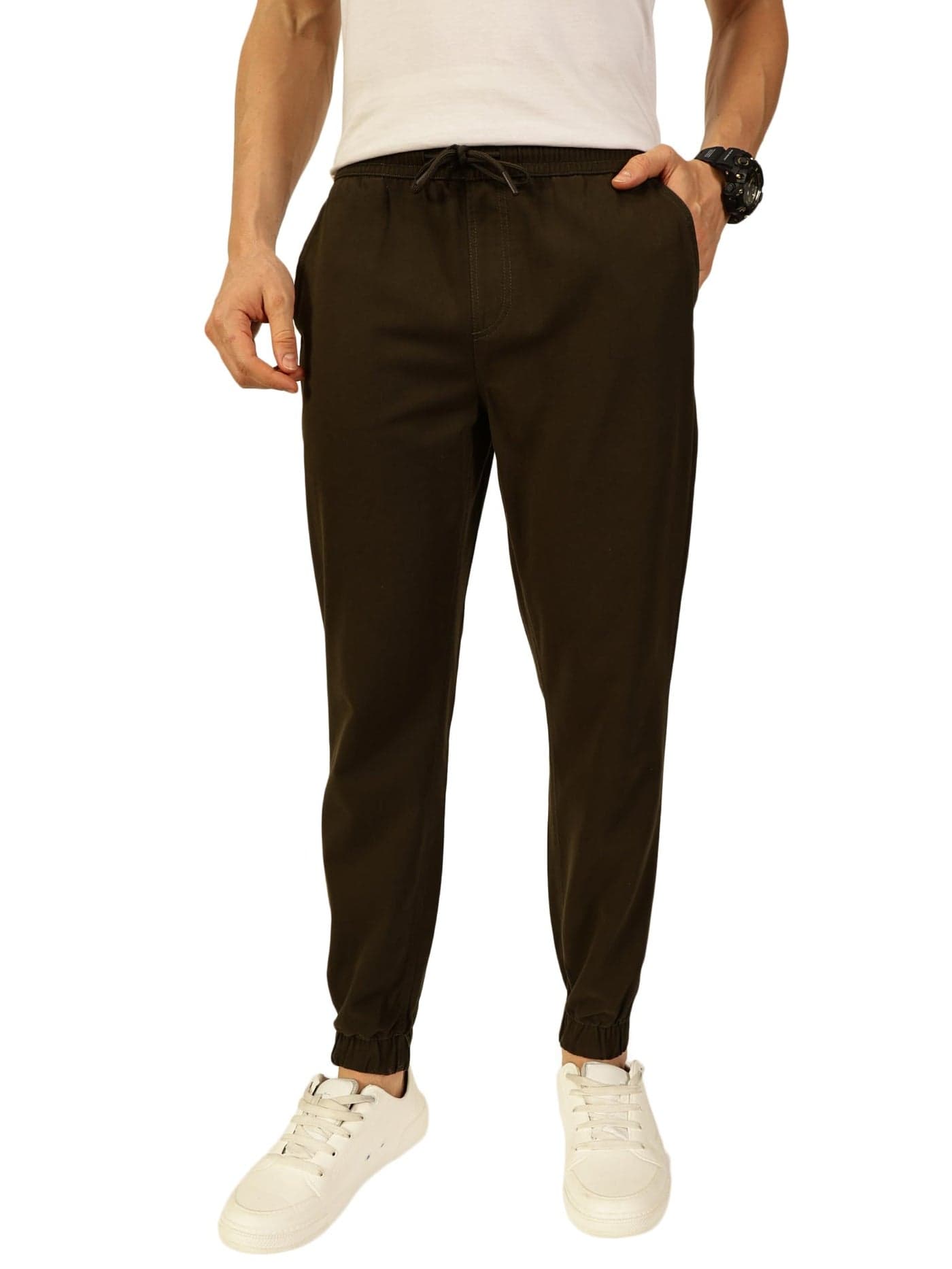Thomas Scott Mens 100% Cotton Straight Fit Joggers (TSB048_Green, 34)