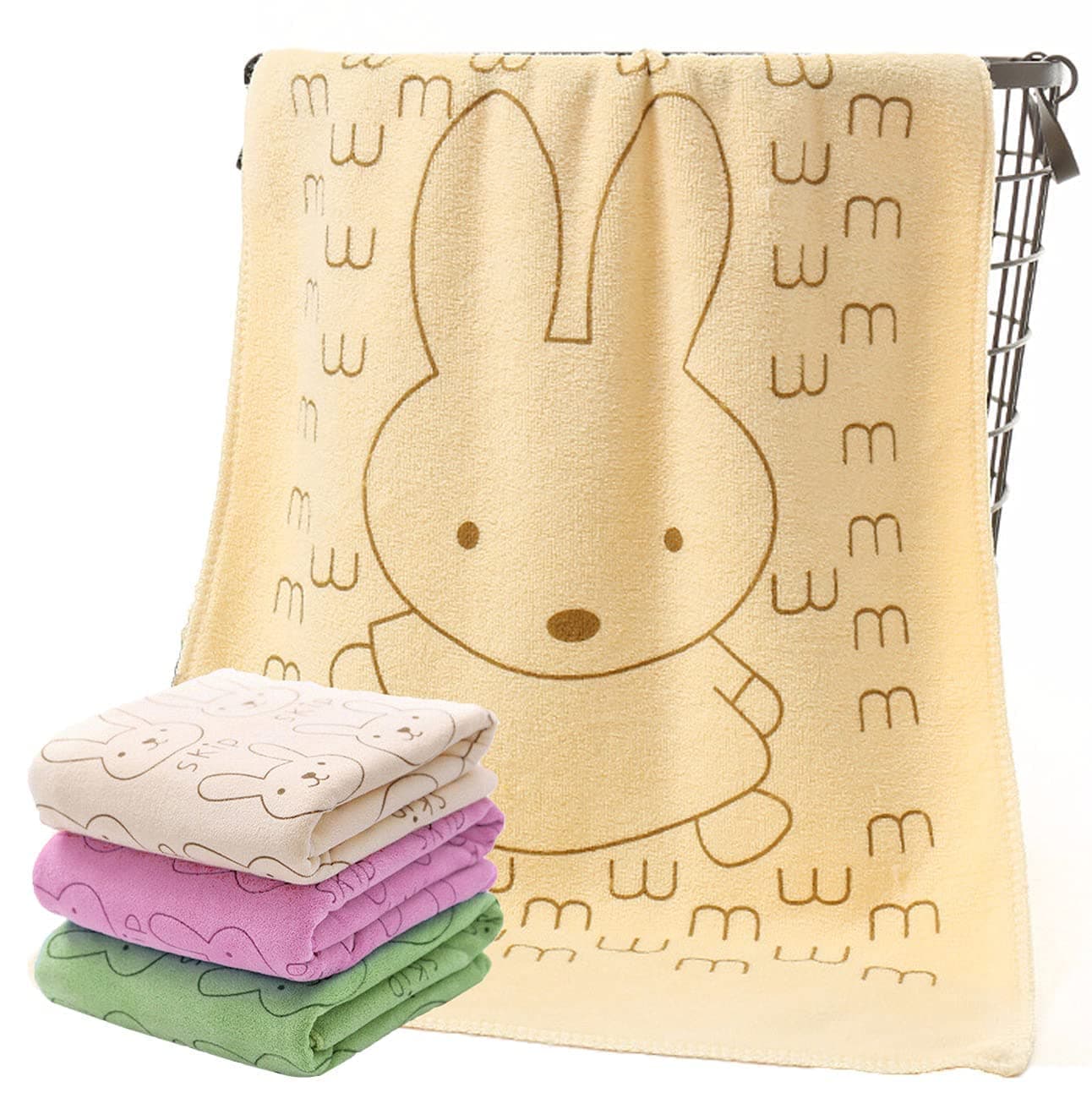 DRESSABLY Cotton Washcloth 450 GSM for New Born Baby/Infants/Toddlers Soft Bath Towel (Multicolour, Small, 48cm x 84cm)