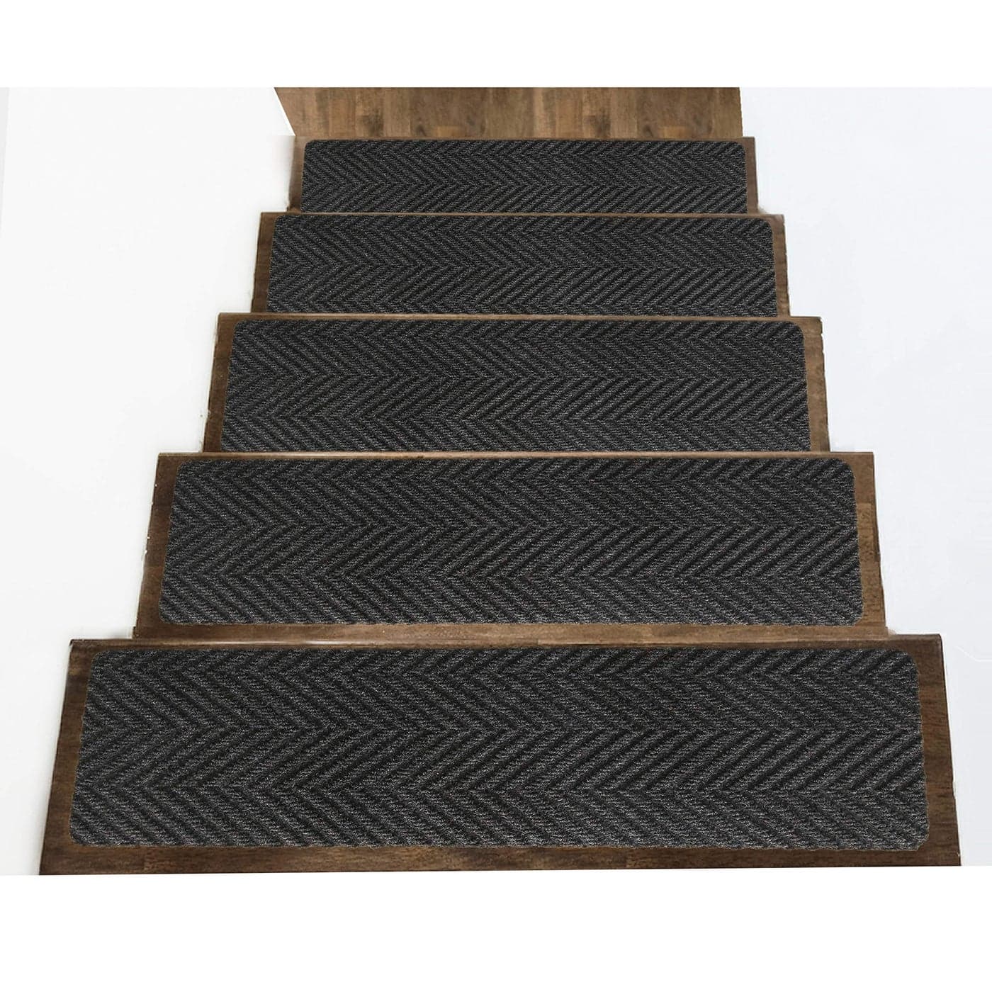 Indoor and Outdoor Carpet Stair Treads 32 x 8 NonSlip Stair Treads Carpet for Wooden Steps Rubber Stair Tread Mats Stair Rugs Anti Slip for Kids Elders and Dogs Black Set of 14