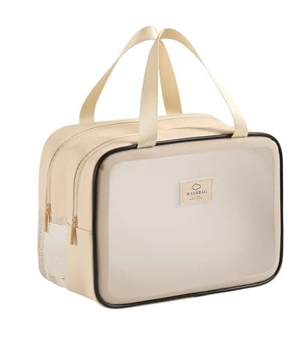 Heliar Large Travel Toiletry Bag with Dry Wet Separation PVC Waterproof Wash Bag for Women Clear Matte shower bag for Gym Overnight Swimming and Business Trips