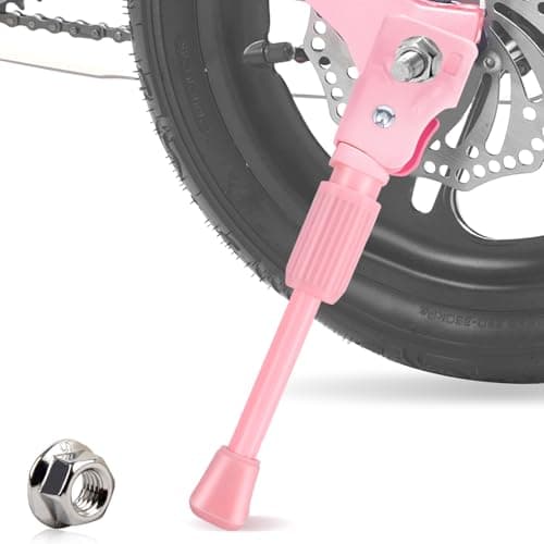 LEICHTEN Kickstand for Kids Bike, Kids Bike Kickstand for 16 Inch Wheel Children's Bicycle Single-Side Kick Stand Rear Mount Bikes Support Racks Pink for Girls and Boys Bike, Non-adjustable