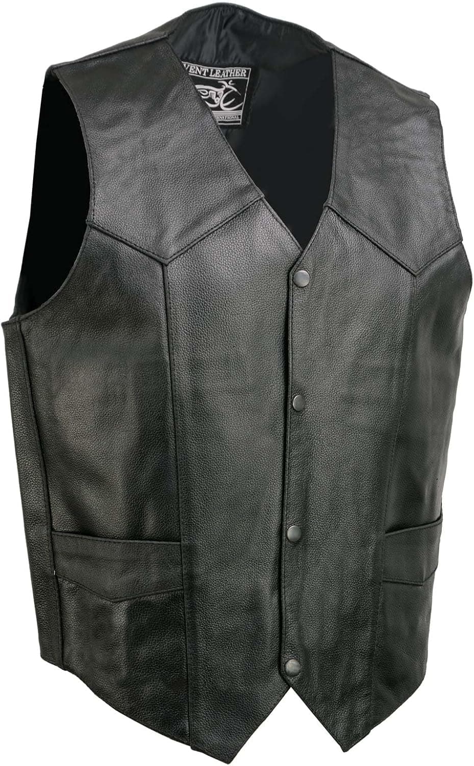 Event Biker Leather Men's Promo Basic Leather Vest - Black, Small