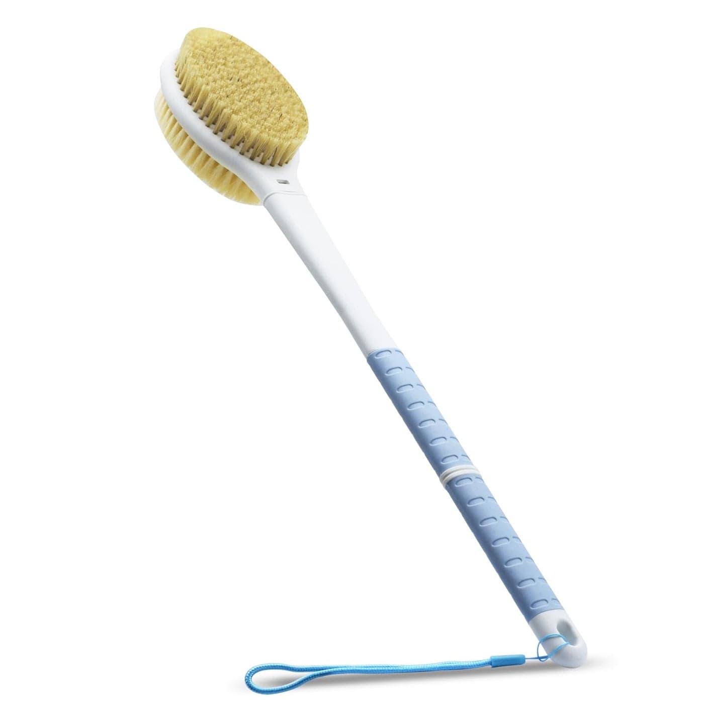Shower Brush with Soft and Stiff Bristles,17.5" Long Handle Dual-Sided Back Scrubber Bath Brush Body Exfoliator for Wet or Dry Brushing (Long Handle)