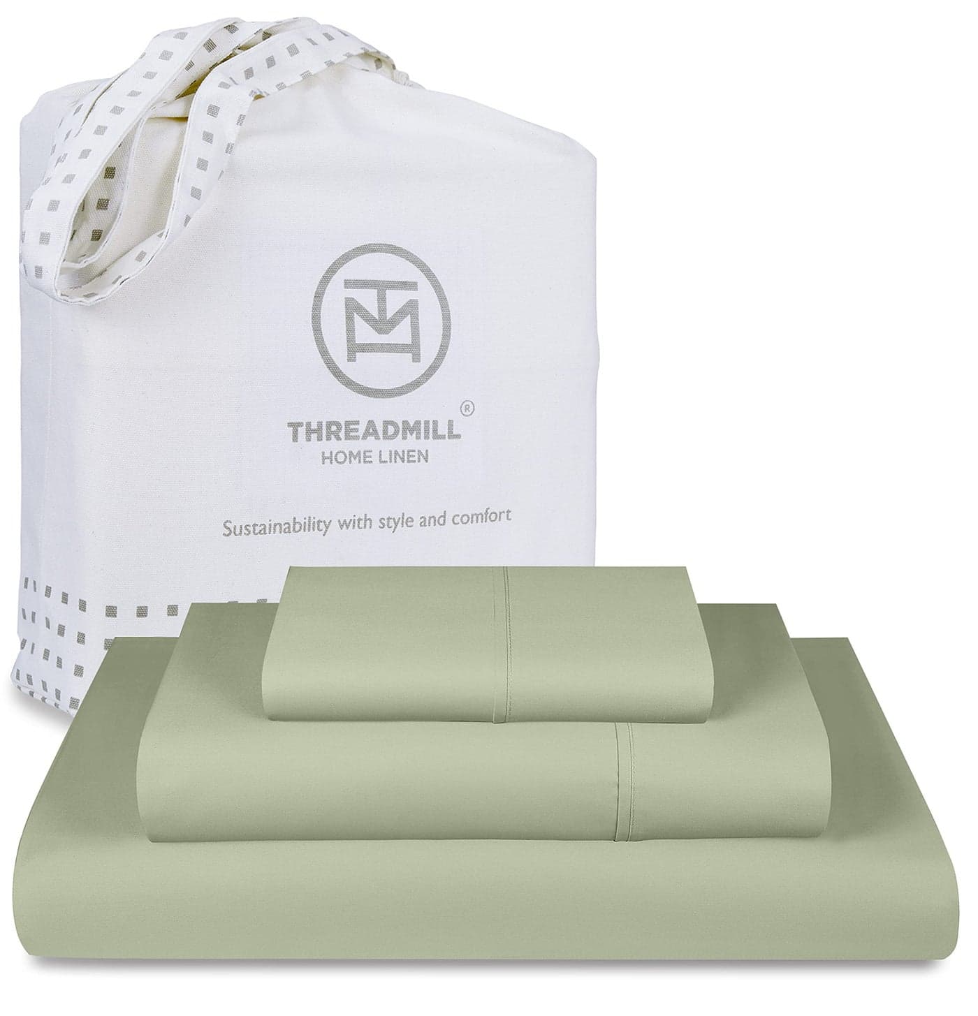 Threadmill 100 Cotton Sheets for Twin XL Size Bed 600 Thread Count Twin XL Bed Sheets Set with 15 Deep Pocket Sateen Weave 3Piece Bedding Set with Cooling Effect Sage Green