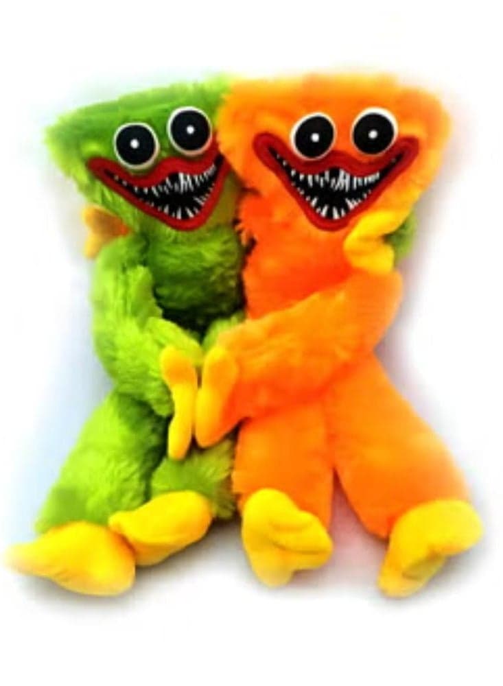 Huggy Wuggy Plush Toy,Poppy Playtime Huggy Wuggy Sausages Monsters Plush Horror Doll Scary and Funny Plush Doll Playing Holiday Decoration Birthday Gift 15.7 inch (Green and Orange)