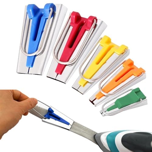5 Sizes Bias Tape Maker Set - 1/4", 3/8", 1/2", 3/4", 1", Fabric Bias Tape Maker Tool for DIY Sewing and Quilting, Quickly Customize Solidly Bias Binding Quilting Tools (5pcs)