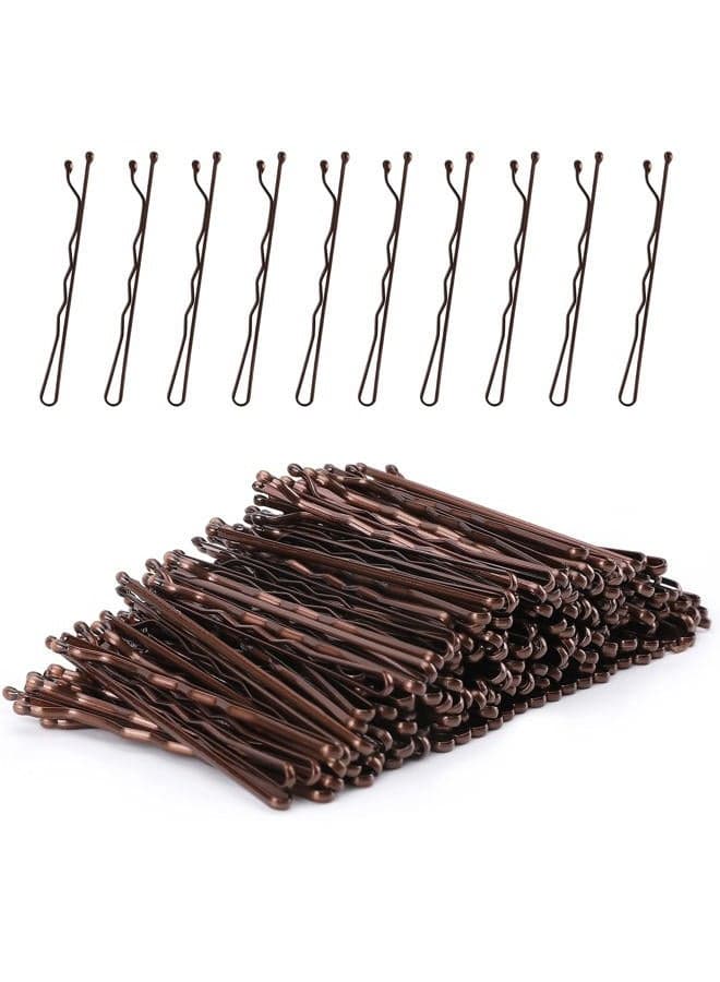 Bobby Pins, 200Count Brown Hair Pins Hairpins with Box for Women Lady Girls Kids Hair Pin Invisible Wave Hairgrip Barrette Hairclip Bulk Hair Accessories (Brown,2.2 Inch)