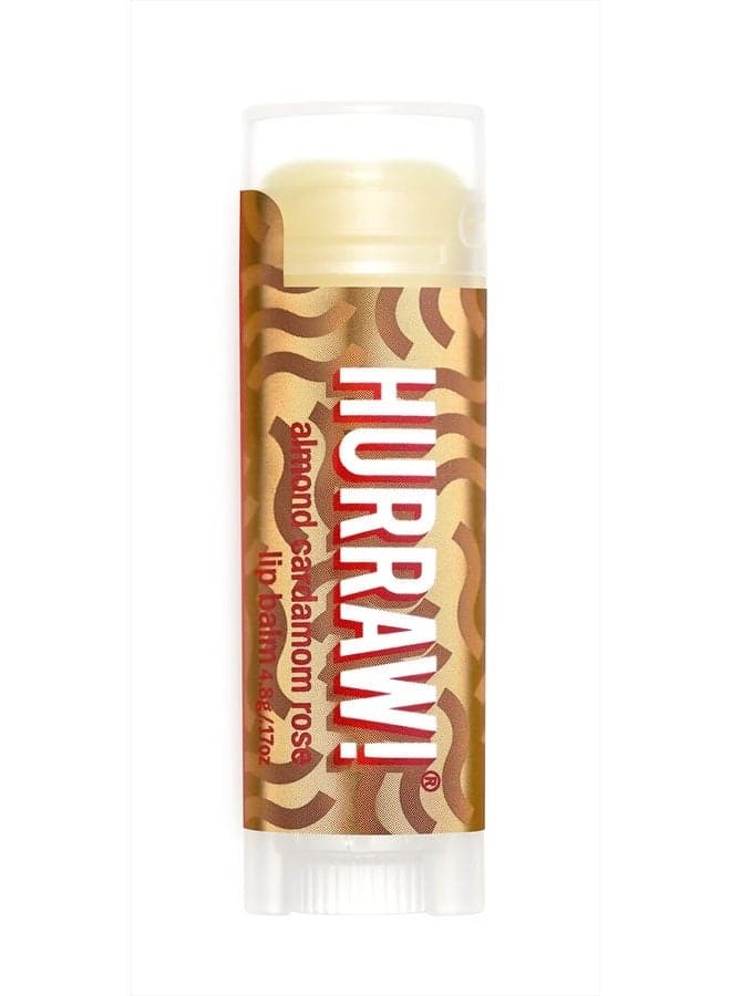 Hurraw! Almond, Cardamom, Rose (Vata) Lip Balm: Organic, Certified Vegan, Cruelty and Gluten Free. Non-GMO, 100% Natural Ingredients. Bee, Shea, Soy and Palm Free. Made in USA