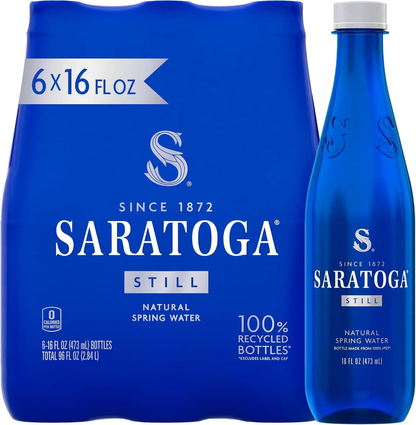 Saratoga 16oz 6-Pack Still Natural Spring Water in Recycled Bottles