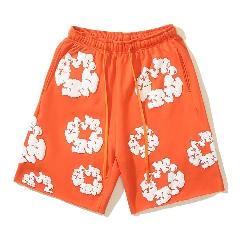 Sudiup Y2K Men's Shorts Women's Foam Sports Shorts Hip hop Pants (Orange,XL,X-Large)