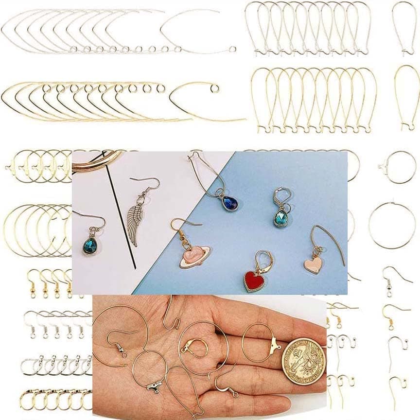 DIY Crafts (20 Pcs, Antique Gold) Kidney Ear Wires Lever Back Beading Hoop Earring Findings Fish French Earring Hook Earwire for DIY Dangle Earrings Jewelry Making Hypoallergenic,Mixed Color