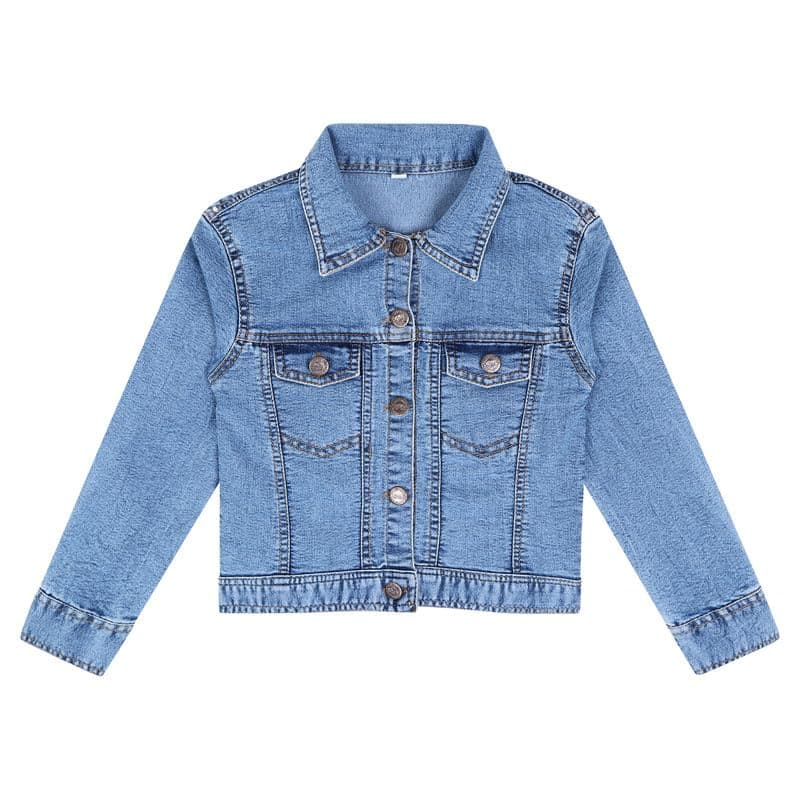 superminis Unisex Full Sleeves Straight Length Denim Jacket with Front Pockets (5-6 Years, Sky Blue)